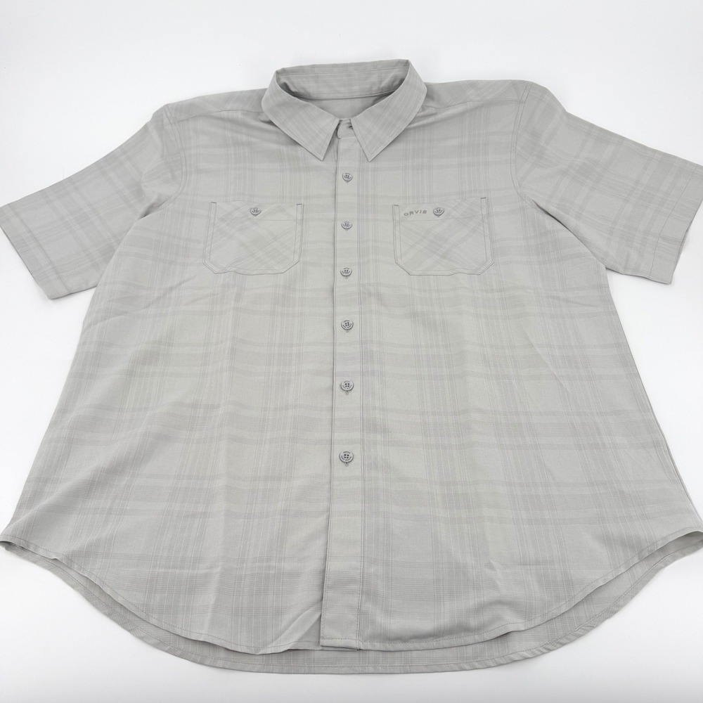 Orvis Button Down Shirt Mens XL Gray Plaid Excellent Classic Collection SS